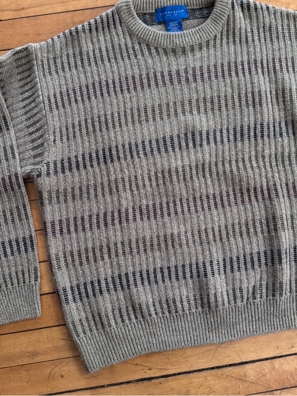 Vintage Towncraft Sweater Men’s Medium Brown tan Patterned Vintage Sweater 90s